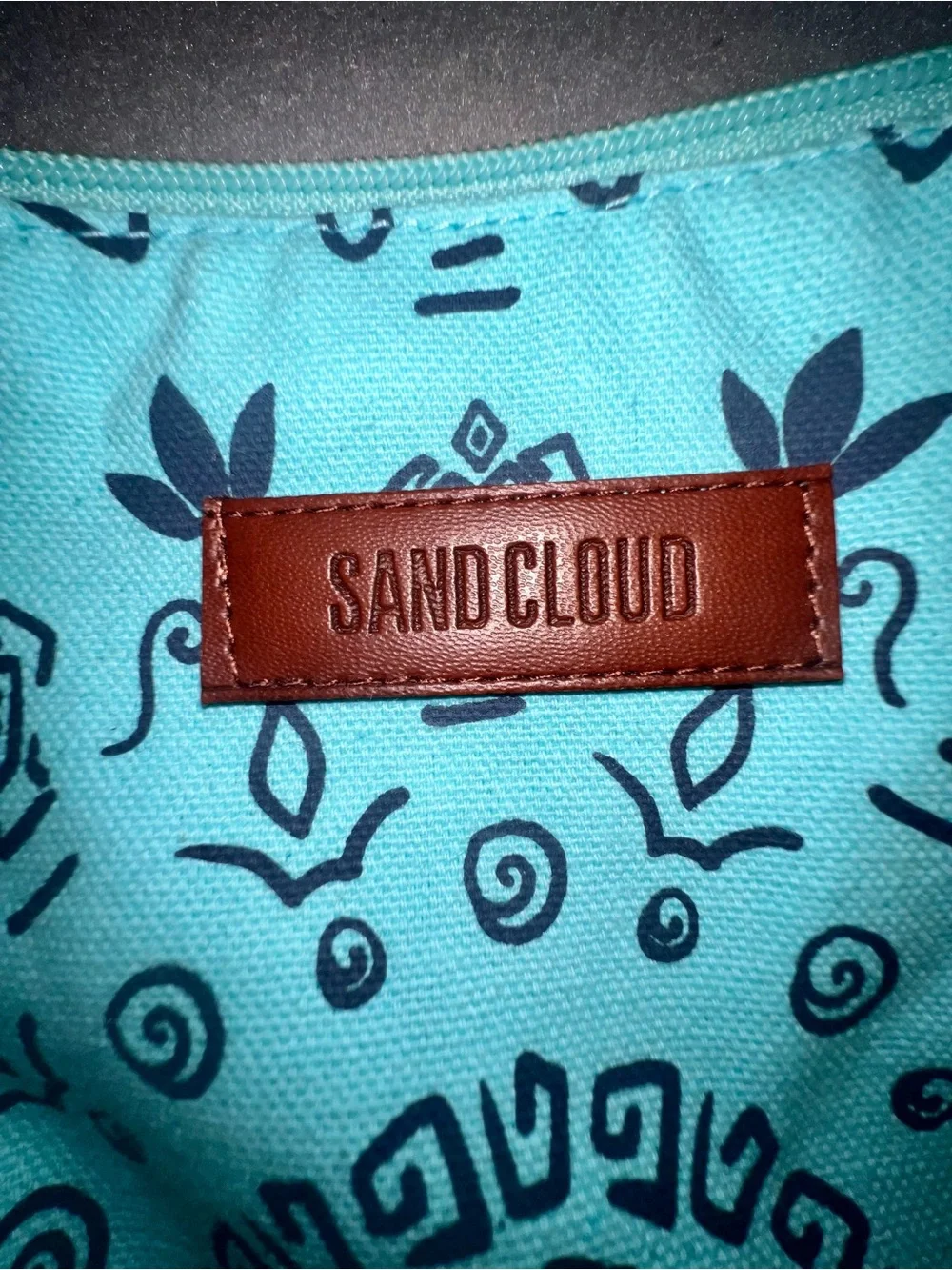 Sand Cloud Mandala Zipper Pouch Seaglass Blue Organic Cotton Canvas New With Tag